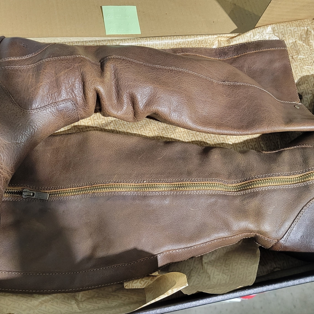 FRYE EMMA Brown Leather Knee-High Boots